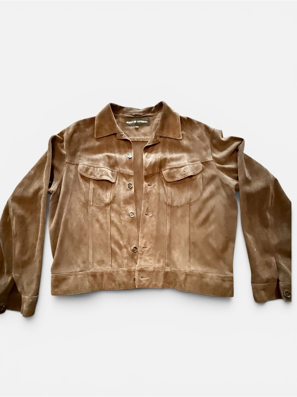 Bergdorf Goodman brown calf’s suede  Button-Front Jacket / shirt